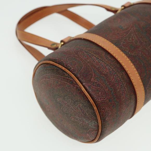 ETRO Paisley Hand Bag PVC Leather Brown Auth yk13636 - Picture 15 of 16